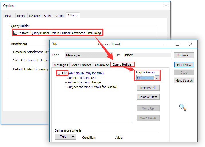 outlook search query